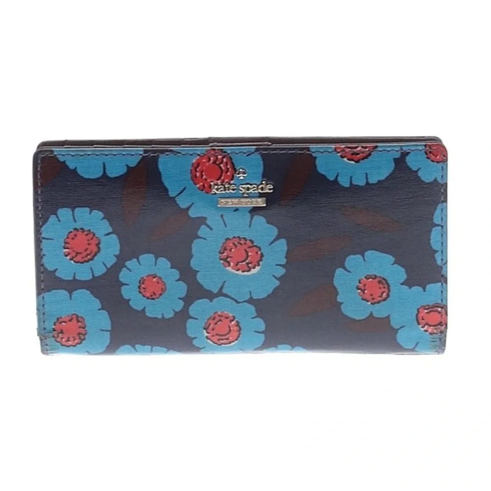 Kate Spade Cameron Street Tangier Floral Lacey Wallet Peacock Blue